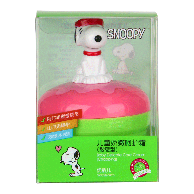 SNOOPY兒童嬌嫩呵護霜(皸裂型)(立式)(粉色) 盒 正面