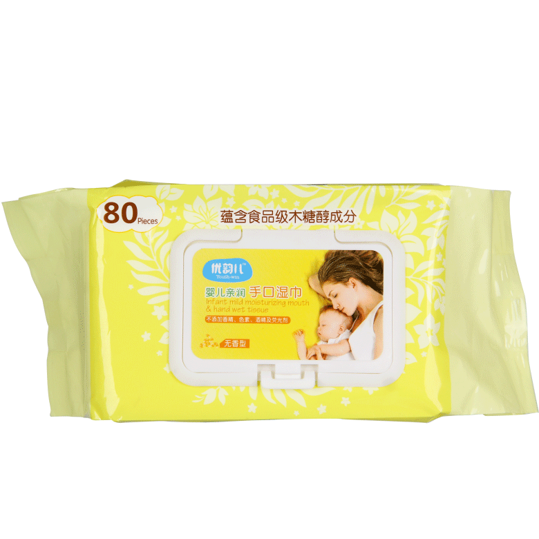 優(yōu)韻兒嬰兒親潤手口濕巾80片正面